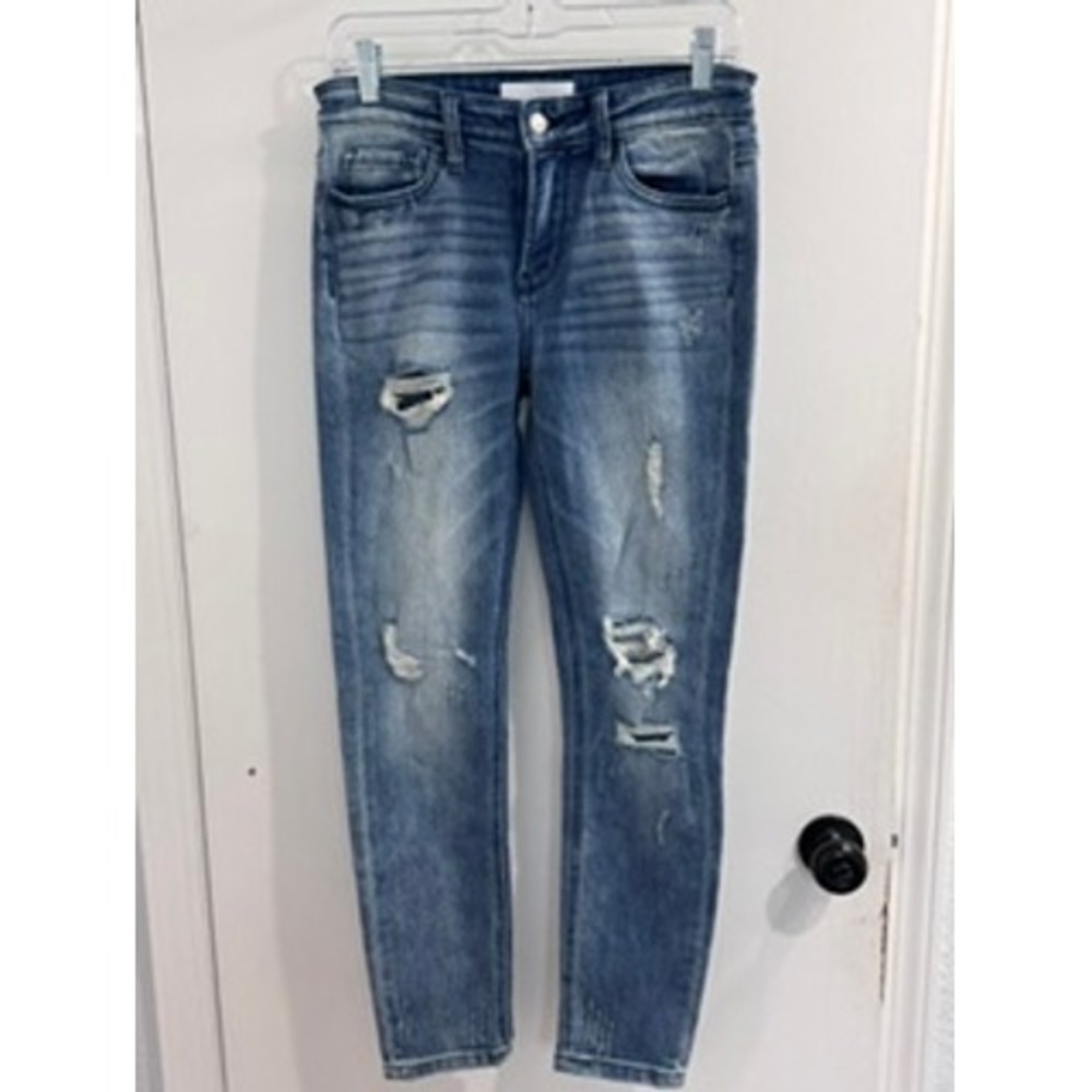 Vervet by Flying Monkey Skinny Jeans Medium Wash High Rise 29 Distressed